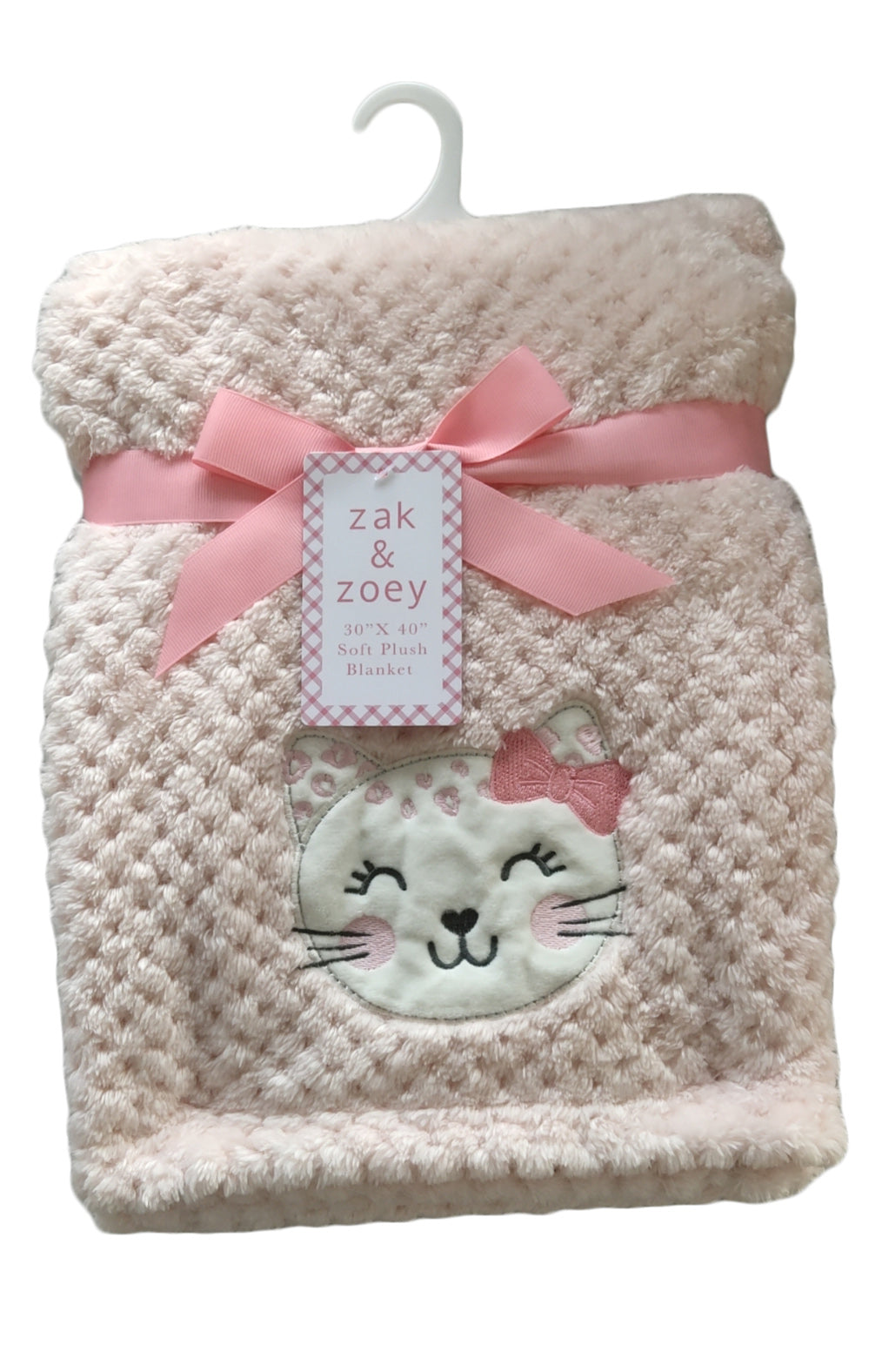 30 x 40 Embroidered Applique Baby Blankets - Kitty Cat Print