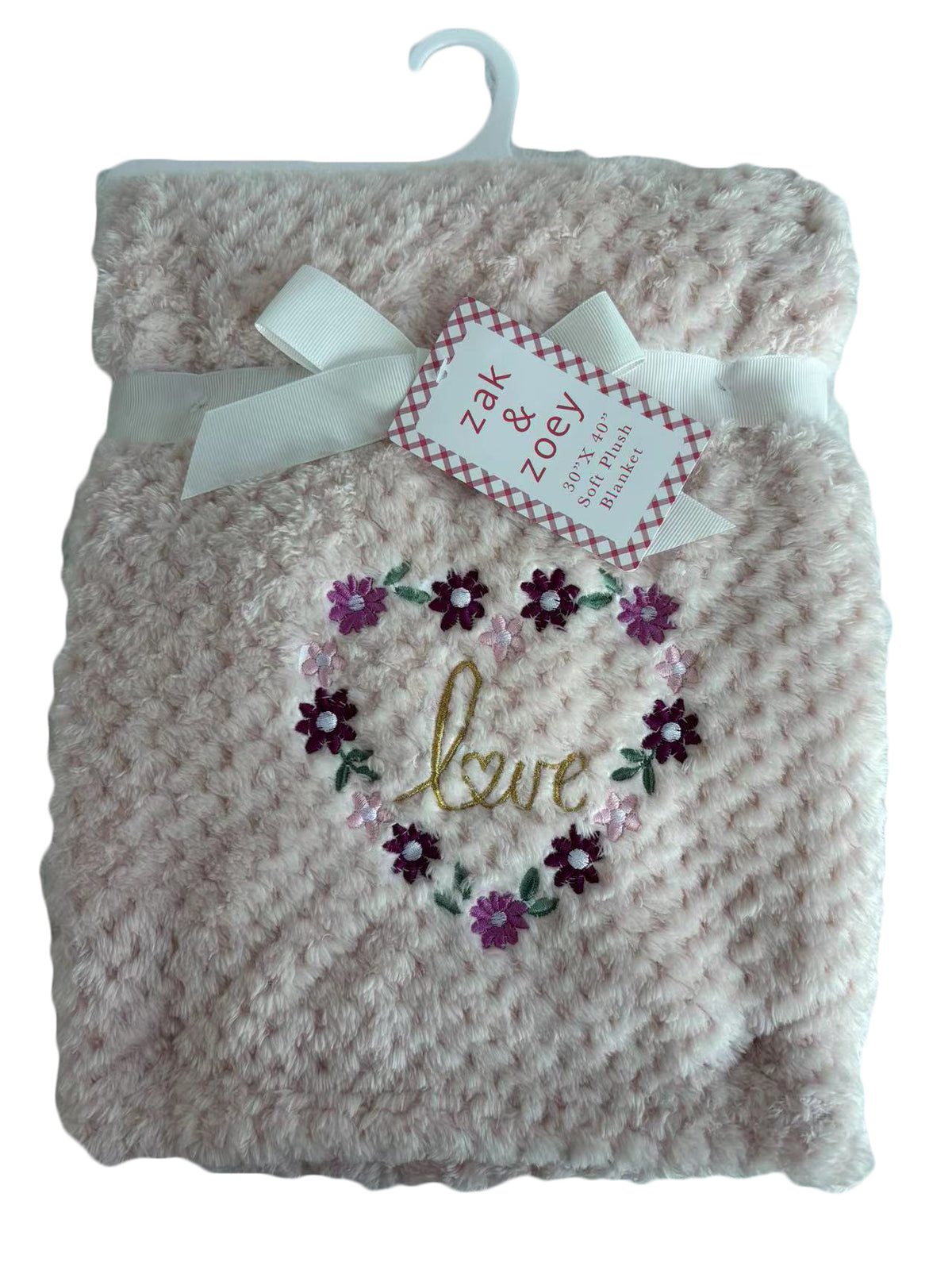 30 x 40 Embroidered Applique Baby Blankets - Love Heart Print