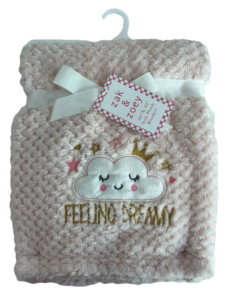 30 x 40 Embroidered Applique Baby Blankets - Floral Butterfly Print