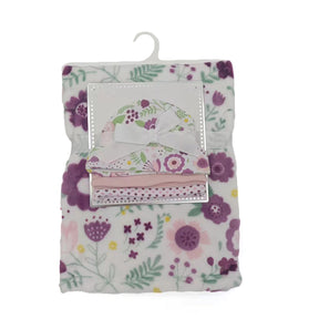 30 x 40 Printed Baby Flannel Blanket & Newborn Hat Sets - Floral Print