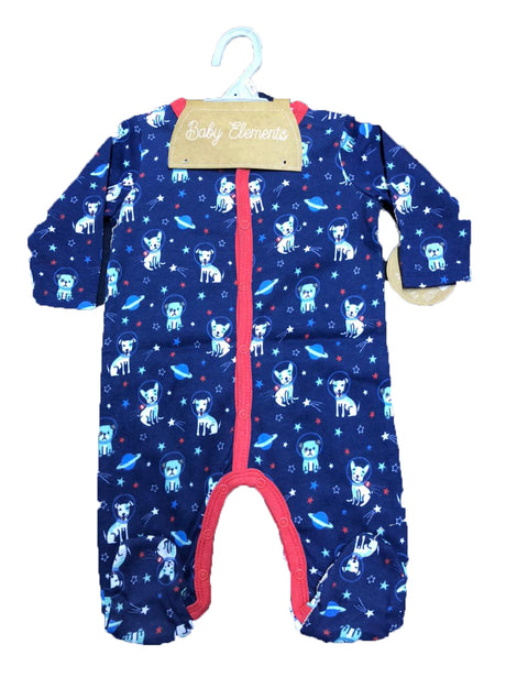 Printed Newborn Onesies w/ Zipper - 0-9M - Space Dog Print