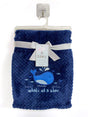 30 x 40 Embroidered Applique Baby Blankets - Whale Print