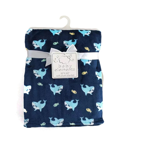 30 x 40 Soft Plush Printed Blankets - Fish & Baby Shark Print
