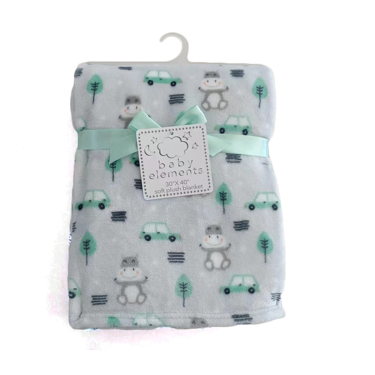 30 x 40 Soft Plush Printed Blankets - Hippo & Car Print