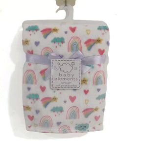 30 x 40 Soft Plush Printed Blankets - Heart & Rainbow Print