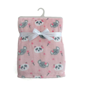 30 x 40 Soft Plush Printed Blankets - Panda Bear & Koala Print