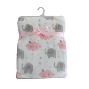 30 x 40 Soft Plush Printed Blankets - Elephant Print