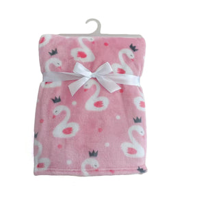 30 x 40 Soft Plush Printed Blankets - Swan Print