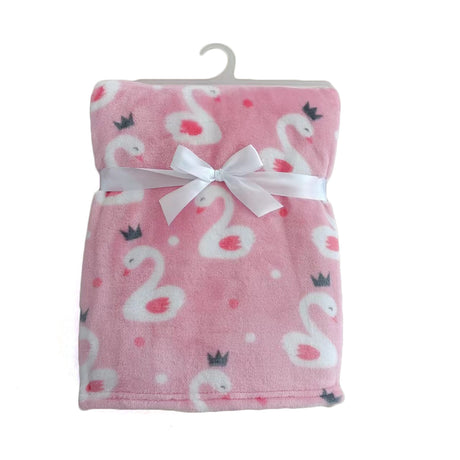 30 x 40 Soft Plush Printed Blankets - Swan Print
