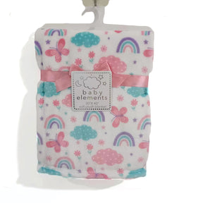 30 x 40 Soft Plush Printed Blankets - Rainbow & Butterfly Print