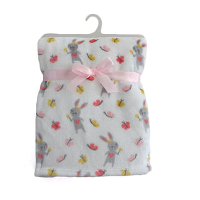 30 x 40 Soft Plush Printed Blankets - Love Bunny Print