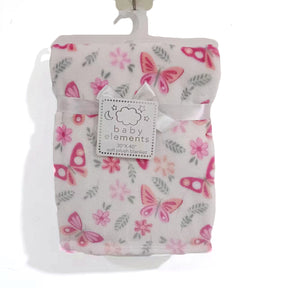 30 x 40 Soft Plush Printed Blankets - Butterfly & Floral Print