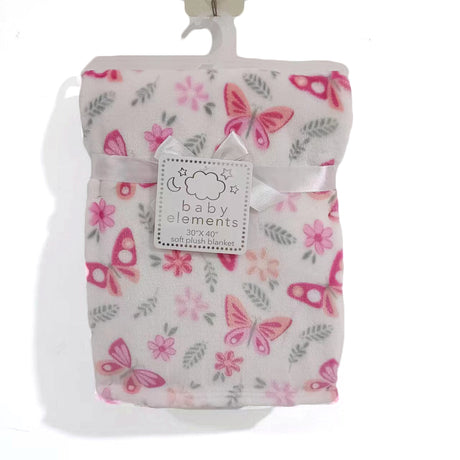 30 x 40 Soft Plush Printed Blankets - Butterfly & Floral Print