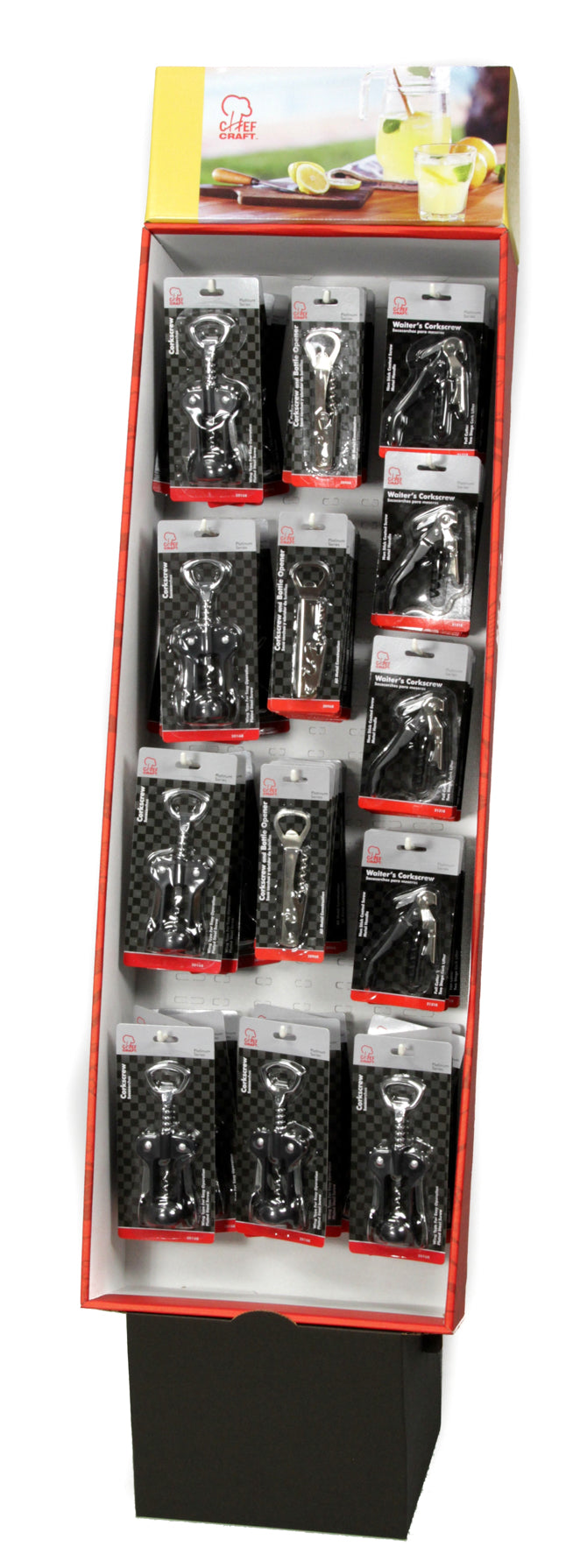 Corkscrews and Bottles Opener in Floor Display