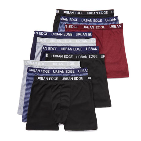 Men's Solid & Striped Urban Edge Boxer Briefs - Sizes Medium-2XL- 10 Pack