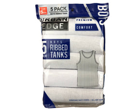 Boy's Urban Edge Ribbed A-shirts - White - Sizes 6-20 - 5-Pack