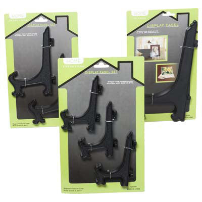 Easel Black Plastic 1/2/3pks -  9.75/6.5/4.5in/tcd