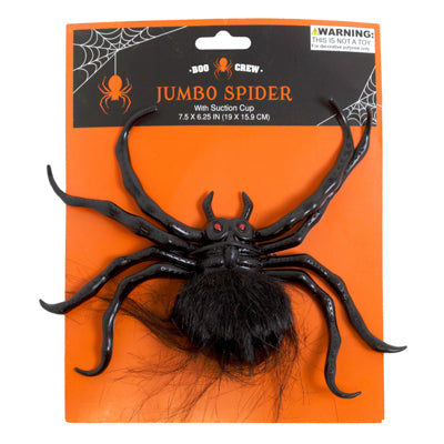 Spider Jumbo W/suction Cup & Hairy Detail 7.5x6.25in Pb/insert Card