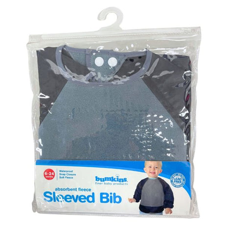 Bumkins Gray Absorbent Sleeved Bib