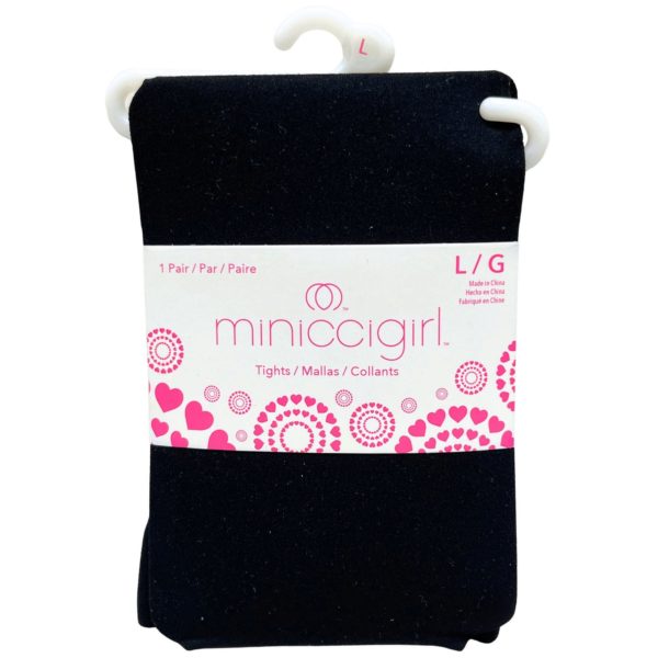 Miniccigirl Youth Footed Tights Solid Black in Size L