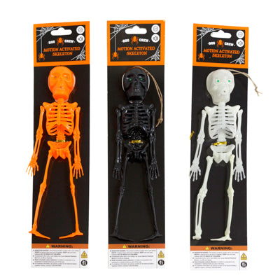 Skeleton 10in Motion Activated Light & Sound 3ast Gid/orange/black Hlwn/tcd