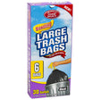 Trash Bags 6ct - 30 Gallon Large Drawstring Black Home Select 2-ply Strength