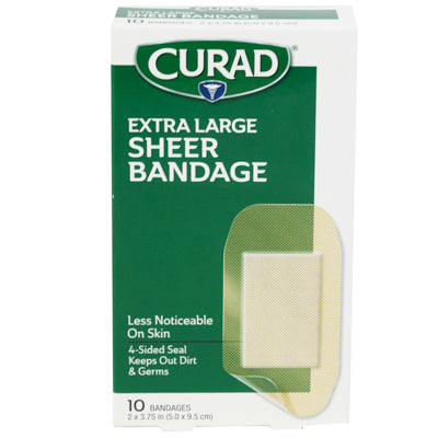 Bandages Curad Sheer Xl 10ct 2 X 4 Strips Boxed #cur02277rb