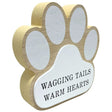6"x6" Natural MDF Paw Print Wagging Tails Décor Figure