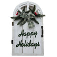 White Rustic Door-Shaped Christmas Wall Decor with Plaid Bow