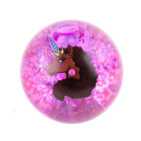 Afro Unicorn 3" Light Up Glitter Water Ball in Display