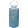 Fuelmate 32 Oz Glass Collection Water Bottle with Silicone Decorative Cover in Blue with Glitter Design