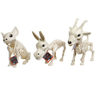 Skeleton Farm Animal 3ast Goat/donkey/pig Hlwn/ht
