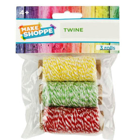 Make Shoppe 3 Count 10.9 Yard Green Yellow and Red Yard Craft Twine