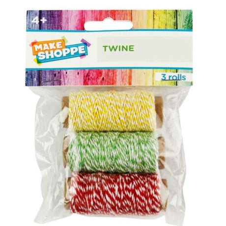 Make Shoppe 3 Count 10.9 Yard Green Yellow and Red Yard Craft Twine