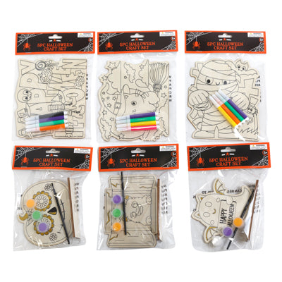 Craft Kit Halloween  6ast Wood Plaque W/markers Or Table Decor W/paints