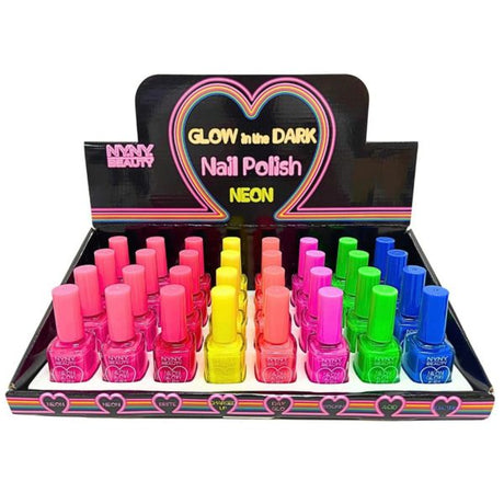 NYNY Beauty Neon Glow Nail Polish in Countertop Display