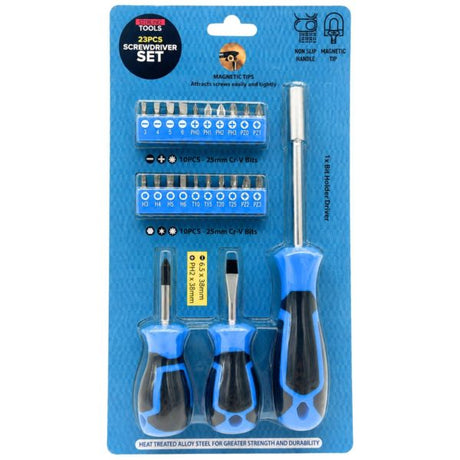 3 Pack Magnetized Tip Screwdriver Set with 20 Attachable Bits