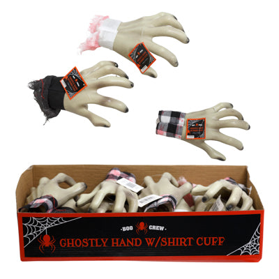 Amputated Zombie Halloween Hand Prop W/cuff Decor 3ast In 12pc Pdq