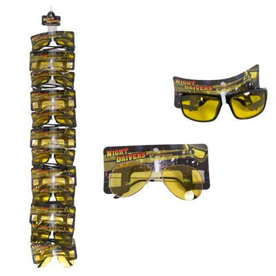 Night Driver Glasses With High Contrast Lenses On Clip Strip Plastic And Metal Frames