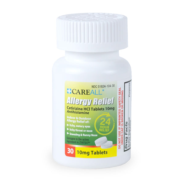 CareALL Allergy Relief - Cetirizine 10mg (Compare to Zyrtec) - 30/Bottle