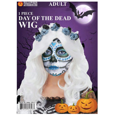 Day of the Dead Long White Hair  Wig