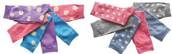 Women's Plus Size Crew Novelty Socks - Daisy Floral & Polka Dot Print - 6-Pair Packs - Size 10-13
