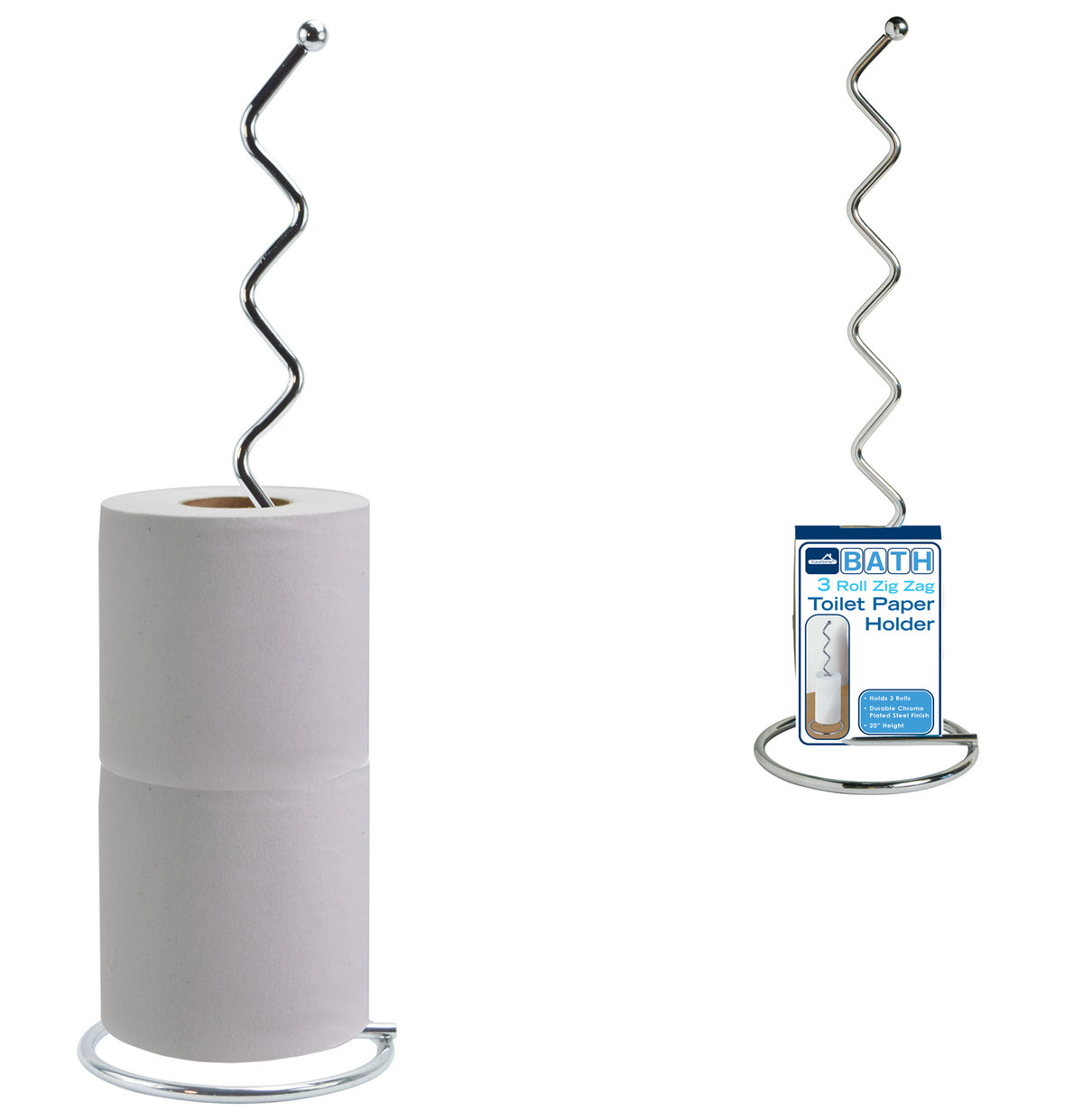 Zig-Zag Chrome Toilet Paper Holder Stands