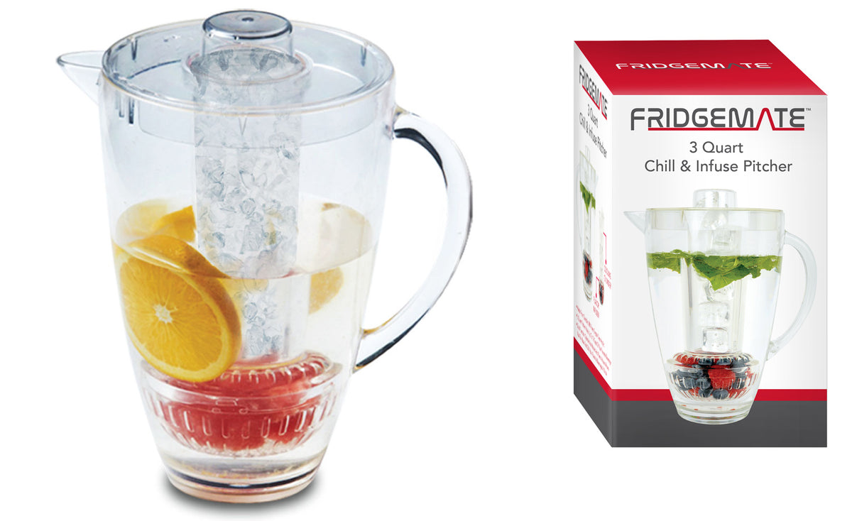 Fridgemate 3-Quart Chill & Fruit Infuse Pitcher w/ Ice Core