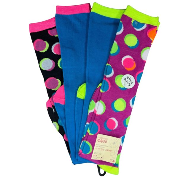 NOBO 4 Pack Knee High Socks in Colorful Dot Design