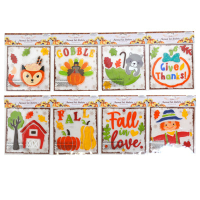 Gel Cling Stickers Harvest 8ast W/prtd Film Backer Harvest Pbh