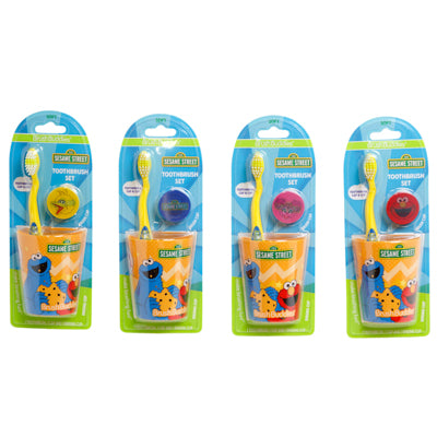 Toothbrush Gift Set Sesame Street Elmo 3pc Set Toothbrush, Cup, Cap