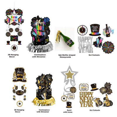 Hanging/tabletop Decor New Year 8ast In Gold/silver Or Multicolor