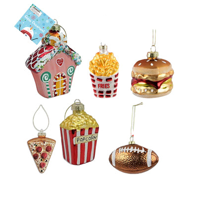Ornament Glass 6ast Novelty Shapes Xmas/hdr