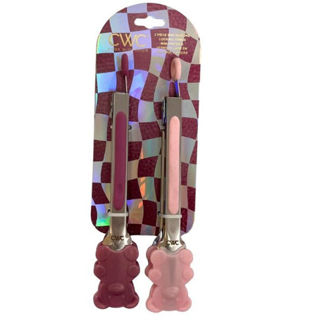 Cook with Color 2 Piece 7" Bear Stainless Steel Mini Tong Set in Pink